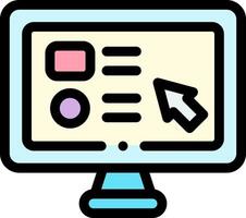 A computer monitor with a mouse pointing at it vector