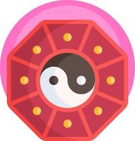 A red circular object with a yin yang symbol on it vector