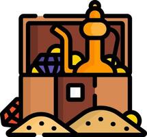 A chest with a jug and a bottle in it vector