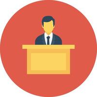 A man in a suit is standing behind a podium vector