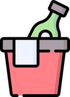 A bucket with a bottle of wine in it vector