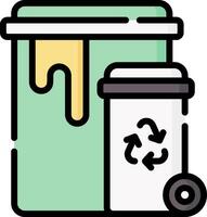 A garbage can and a recycling bin with a yellow liquid vector