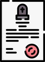 A document with a stamp and a cross vector