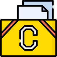 A yellow folder with a letter c on it vector