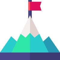 A mountain with a flag on top vector