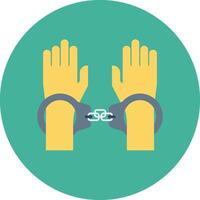 Two hands in handcuffs with a chain around them vector