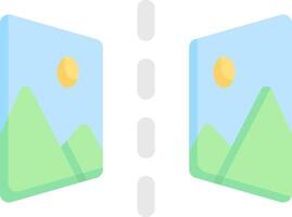Two windows with mountains and sun on them vector