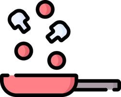 A frying pan with food in it vector