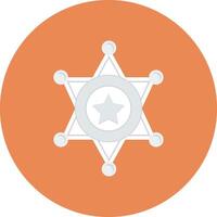 A sheriff's star icon on an orange circle vector