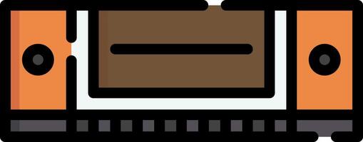 An orange and brown computer with a keyboard vector