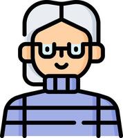 An old woman with glasses and a sweater vector