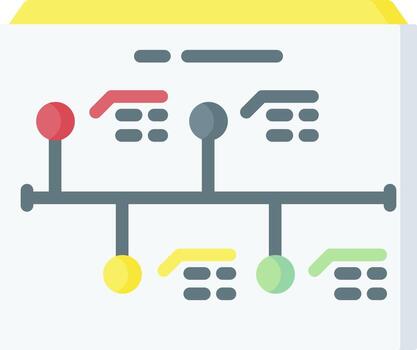 A timeline with colored dots on it vector