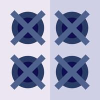 Four blue circles with crossed lines on them vector