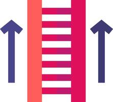 A red and purple striped wall with two arrows pointing up vector