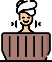 A cartoon man in a bathtub with a towel on his head vector