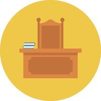 A judge's desk with books on it vector
