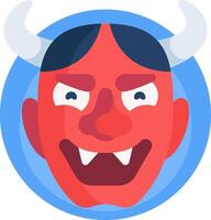 A cartoon devil with horns and a red face vector