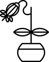 A flower in a pot with a stem and leaves vector