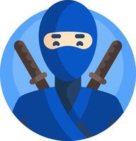 Ninja avatar with two swords in a circle vector