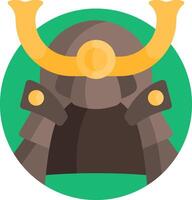 A samurai helmet with gold horns on it vector
