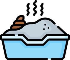 A container with a pile of dirt and a shovel vector