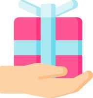 Hand holding a gift on a white background vector