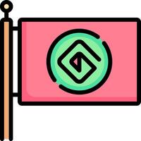 A pink flag with a green circle on it vector