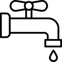 A black and white illustration of a tap with a drop vector