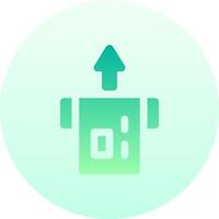A green and white icon with a green arrow pointing up vector