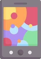 A colorful mobile phone with bubbles on the screen vector