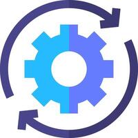 A blue and purple gearwheel with arrows pointing to it vector