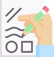 Hand holding a pencil and filling in a form vector