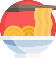 A bowl of noodles with chopsticks in it vector