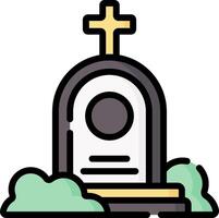 A grave with a cross on top of it vector