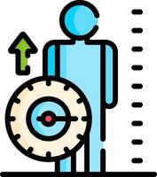 A man holding a clock and an arrow pointing up vector