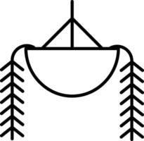 A black and white illustration of a boat with a rope vector