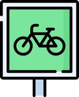 A green sign with a bicycle on it vector