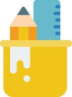 A yellow box with a pencil, ruler and ruler vector
