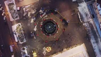 Drone view of the New Year tree on the central square of Vladivostok video