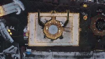 Drone view of Vladivostok with a skating rink and ice slides video