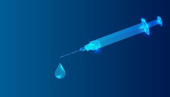 Vaccine in syringe. Low poly style design. Abstract geometric background. vector