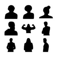 A set of silhouettes of people in different poses vector