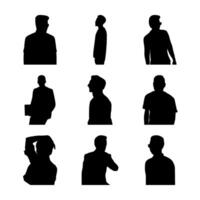 Silhouettes of men in various poses on a white background vector