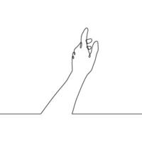 A line drawing of a hand pointing up vector