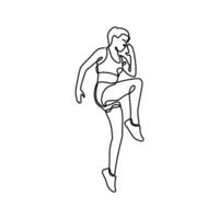 A line drawing of a woman doing a jump vector
