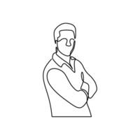 Man with arms crossed in line drawing vector
