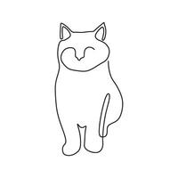 A cat is drawn in a single line on a white background vector