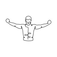 A man with arms outstretched in a line drawing vector