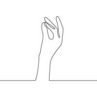 Continuous line drawing of a hand reaching up vector