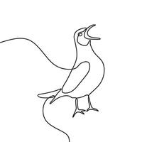 A bird is standing on a branch with its beak open vector